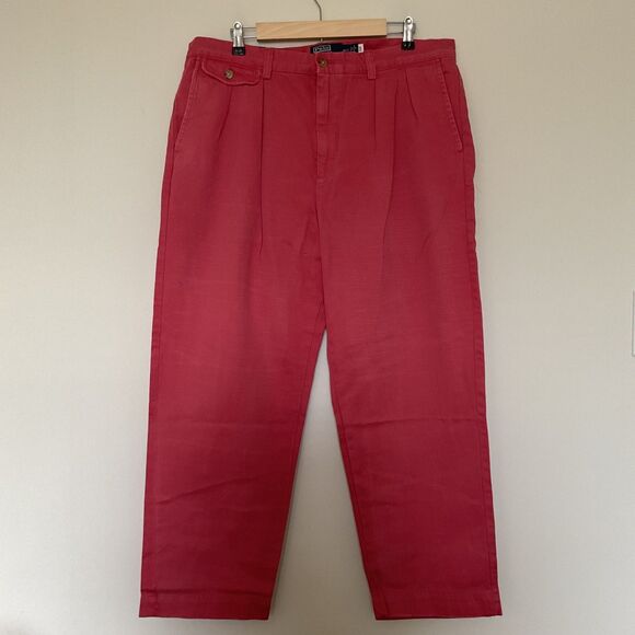 Polo Ralph Lauren Whitman Chino Pants Relaxed Fit Sag Harbor Red Mens 36x28 READ